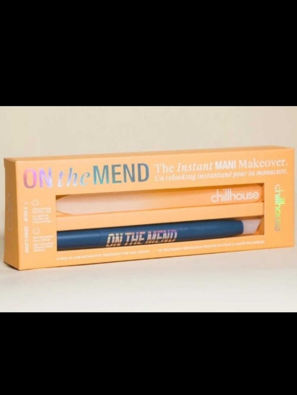 CHILLHOUSE ON THE MEND INSTANT MANI MAKEOVER NAIL SERUM CRYSTAL FILE NEW